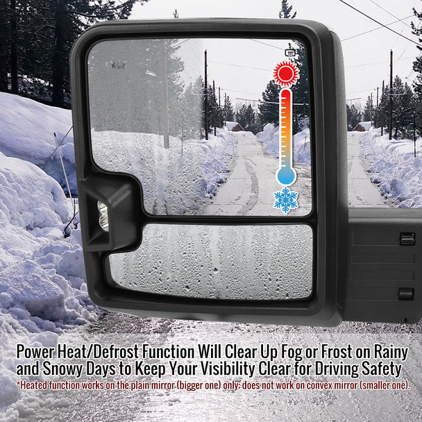 Spec D Towing Mirrors GMC Sierra 1500 (19-25) Power Adjustable & Manually Extendable With LED Turn Signal - Black or Chrome - Image 12