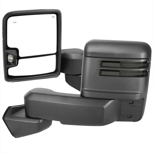 Spec D Towing Mirrors GMC Sierra 1500 (19-25) Power Adjustable & Manually Extendable With LED Turn Signal - Black or Chrome - Image 3