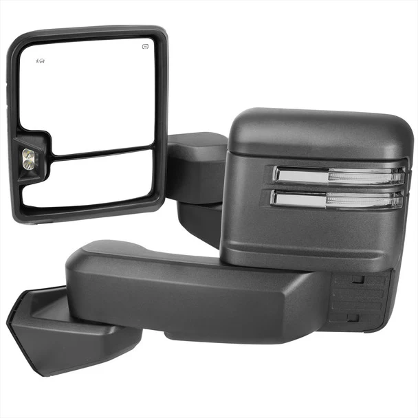 Spec D Towing Mirrors GMC Sierra 1500 (19-25) Power Adjustable & Manually Extendable With LED Turn Signal - Black or Chrome - Image 4