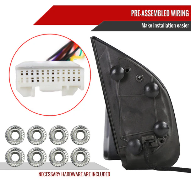 Spec D Towing Mirrors Nissan Titan (16-22) Power Adjustable w/ LED Turn Signal & Puddle Lights - Black or Chrome - Image 11