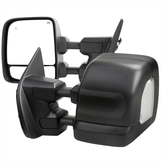 Spec D Towing Mirrors Nissan Titan (16-22) Power Adjustable w/ LED Turn Signal & Puddle Lights - Black or Chrome - Image 3