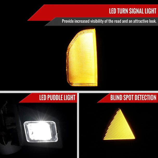 Spec D Towing Mirrors Nissan Titan (16-22) Power Adjustable w/ LED Turn Signal & Puddle Lights - Black or Chrome - Image 5