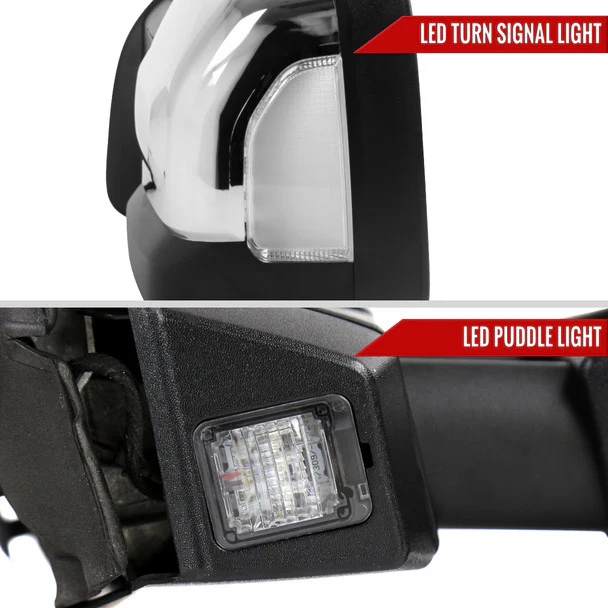 Spec D Towing Mirrors Nissan Titan (16-22) Power Adjustable w/ LED Turn Signal & Puddle Lights - Black or Chrome - Image 8