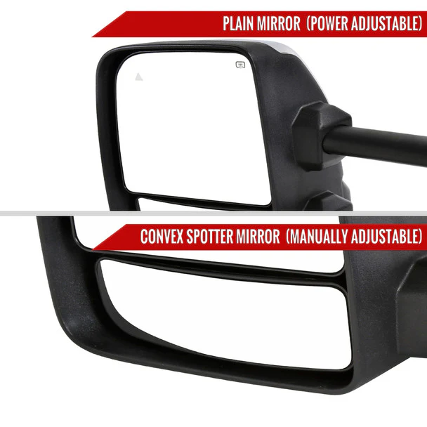 Spec D Towing Mirrors Nissan Titan (16-22) Power Adjustable w/ LED Turn Signal & Puddle Lights - Black or Chrome - Image 9