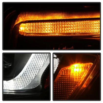 Spyder Projector Headlights Jeep Grand Cherokee (08-12) Xenon / HID Model Only - Glossy Black w/ Clear Lens & Light Bar - Image 2