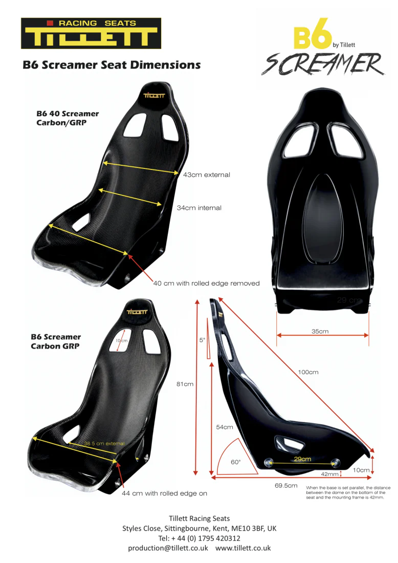 Tillett B6 Screamer Black GRP Race Car Seat B6S-44GRP - Image 2
