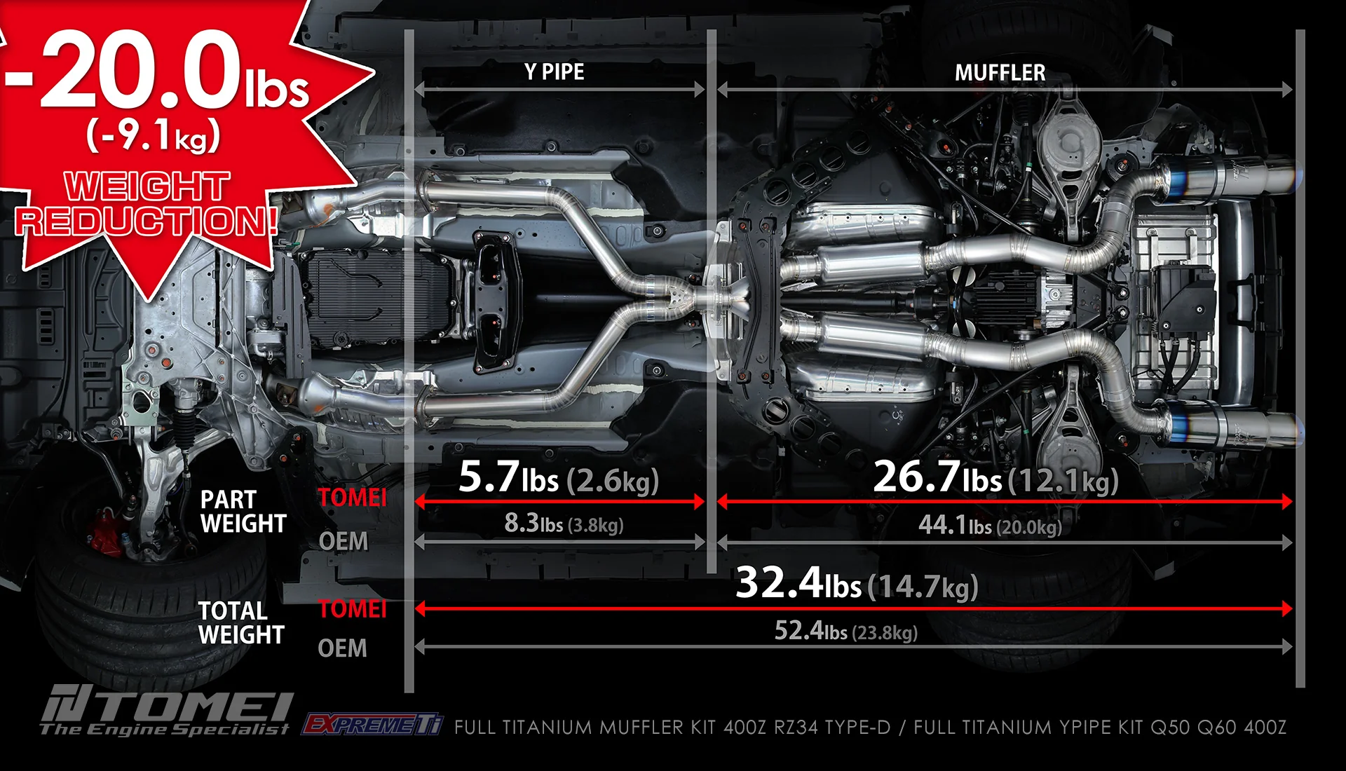 Tomei Exhaust Nissan Z RZ34 400Z (2023-2025) Expreme Ti Titanium Catback w/ Single or Dual Mufflers - Image 10