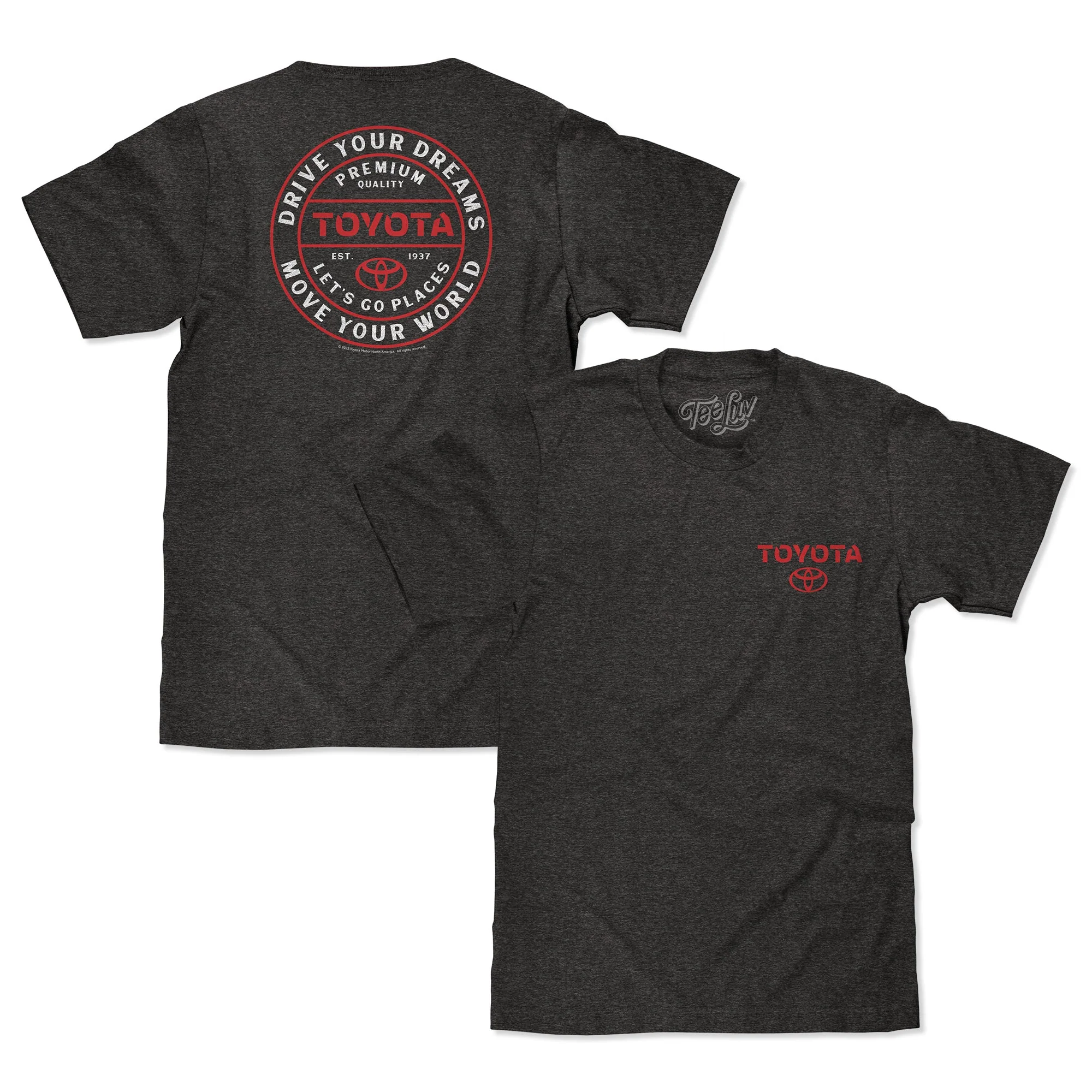 Toyota Drive Your Dreams Left Chest Front and Back Logo T-Shirt - Charcoal Heather - Image 3
