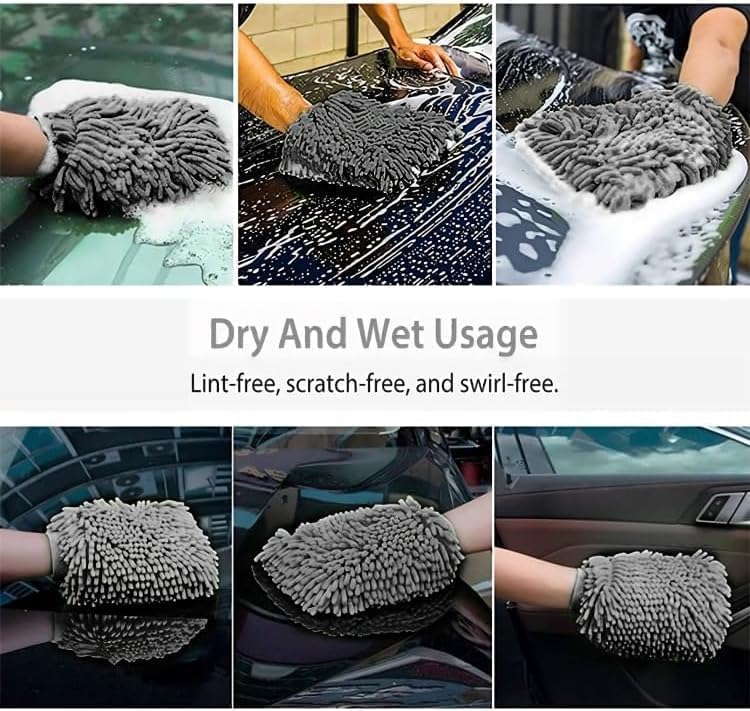 WASH&WHIPS Chenille Premium Scratch-Free Microfiber Lint-Free Blue Wash Mitt 8" x 10"in & Black Pitstop Particle Interceptor - Image 5