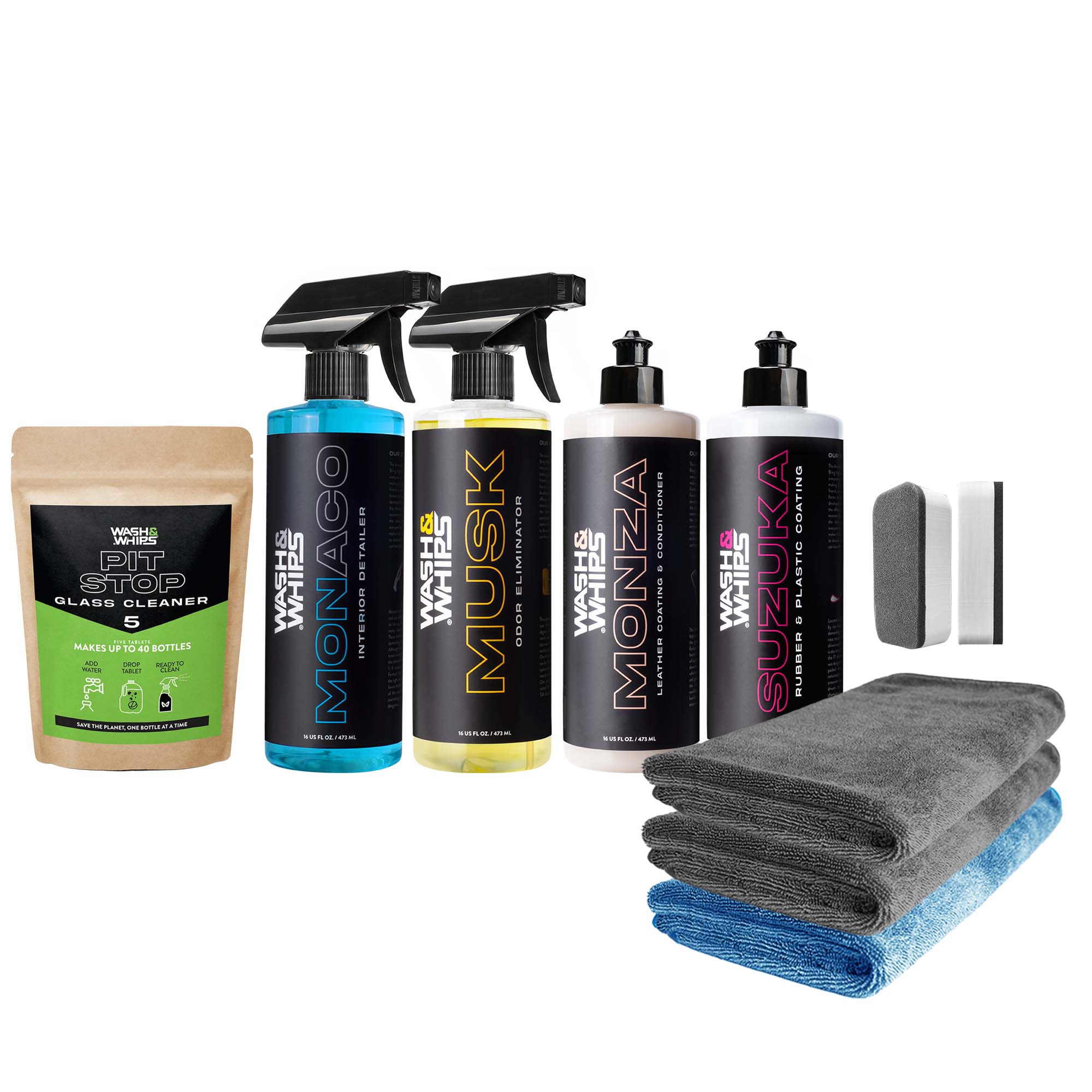 WASH&WHIPS Interior Car Detailing Kit (Complete 11-Piece) Cleaning & Coating Bundle