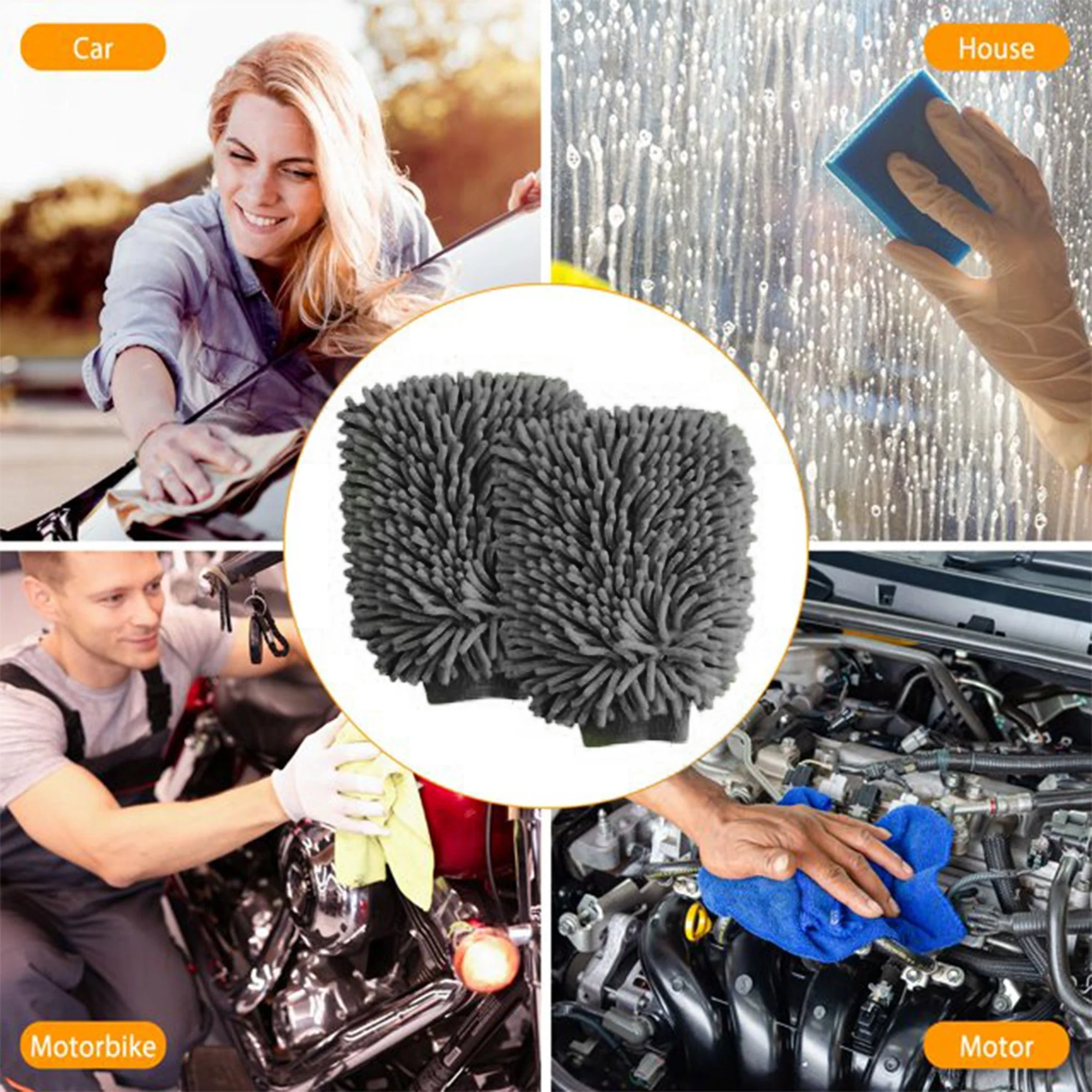 Microfiber Chenille Car Wash Mitt 2-Pack - Scratch-Free Car Washing Mitt | WASH&WHIPS - Image 3