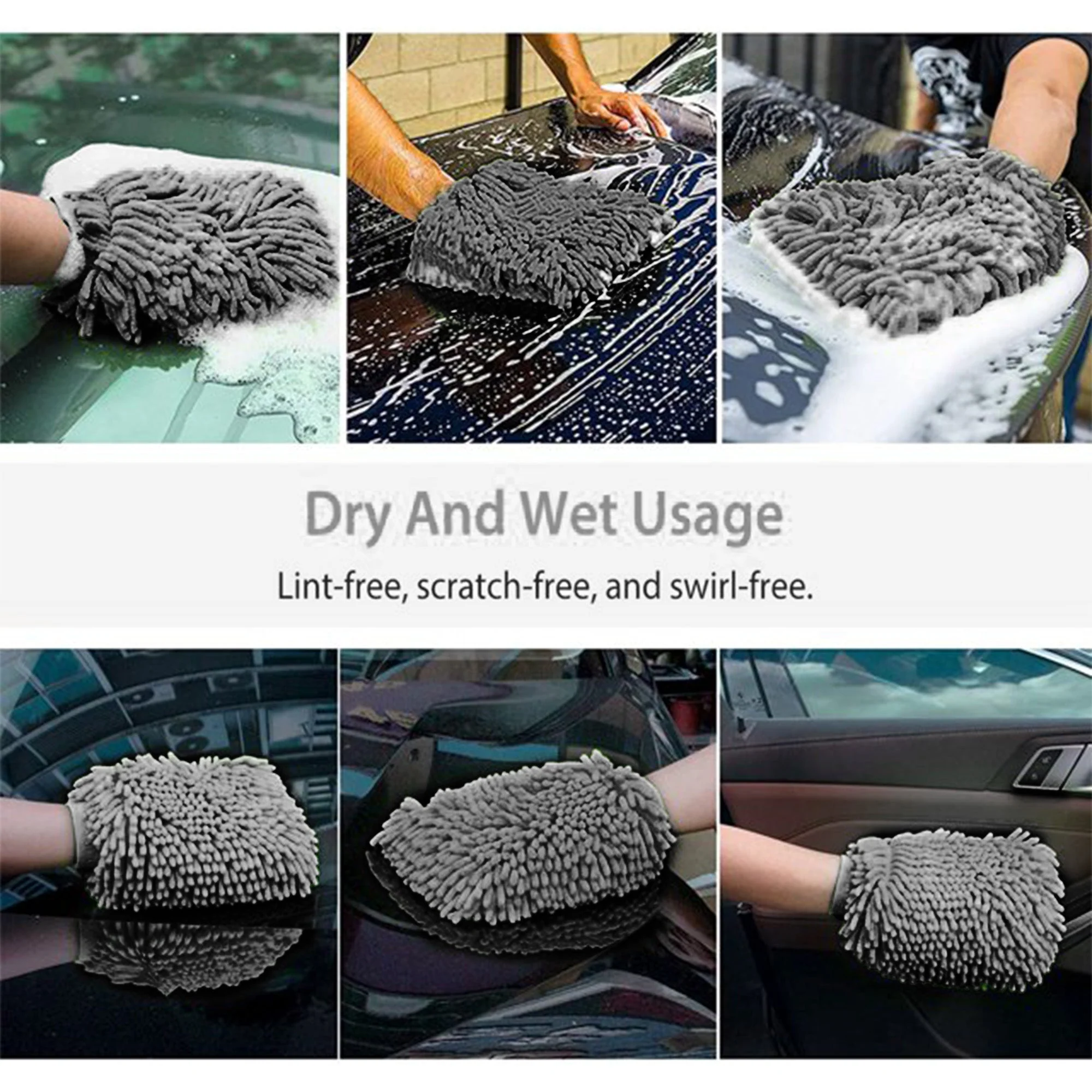 Microfiber Chenille Car Wash Mitt 2-Pack - Scratch-Free Car Washing Mitt | WASH&WHIPS - Image 5
