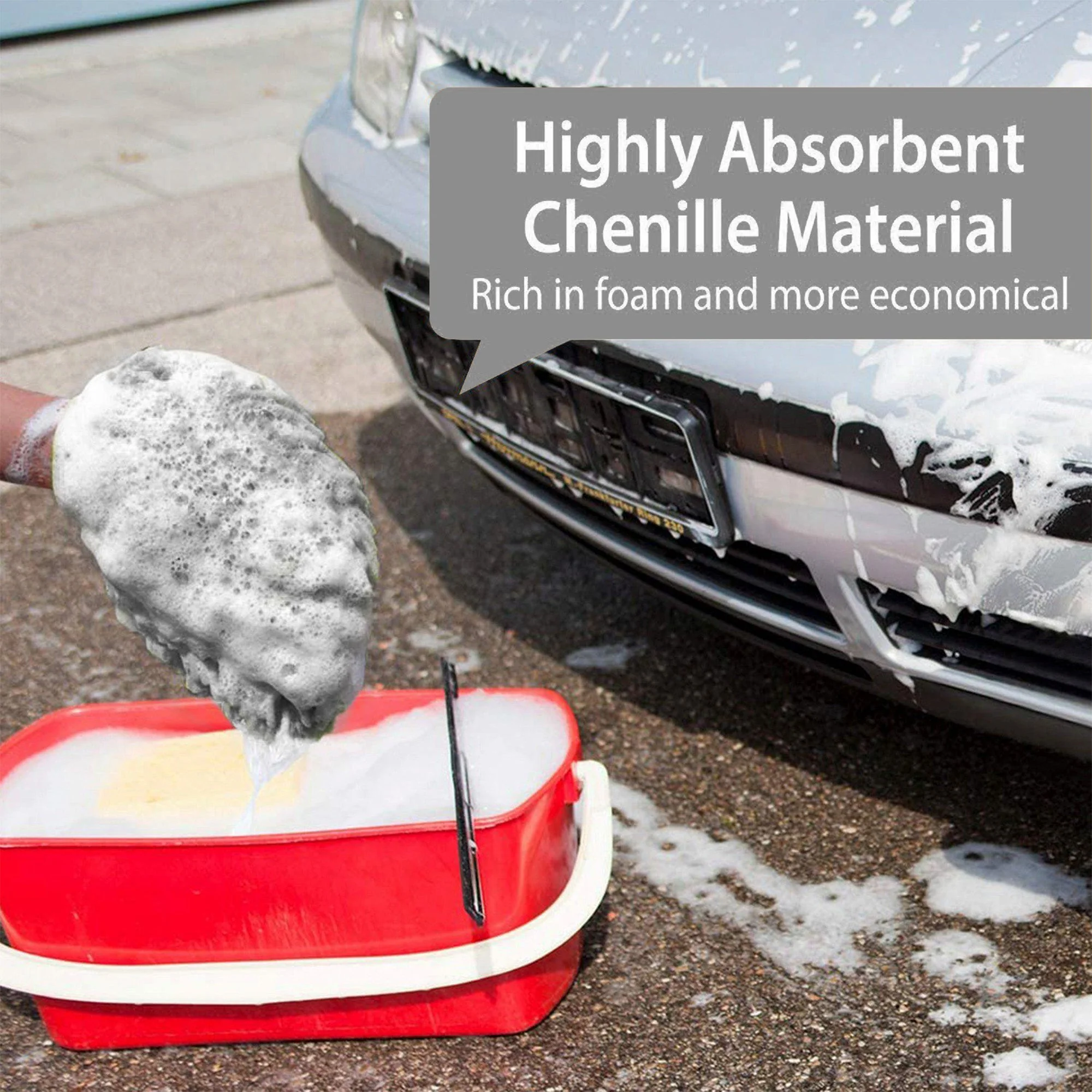 Microfiber Chenille Car Wash Mitt 2-Pack - Scratch-Free Car Washing Mitt | WASH&WHIPS - Image 7