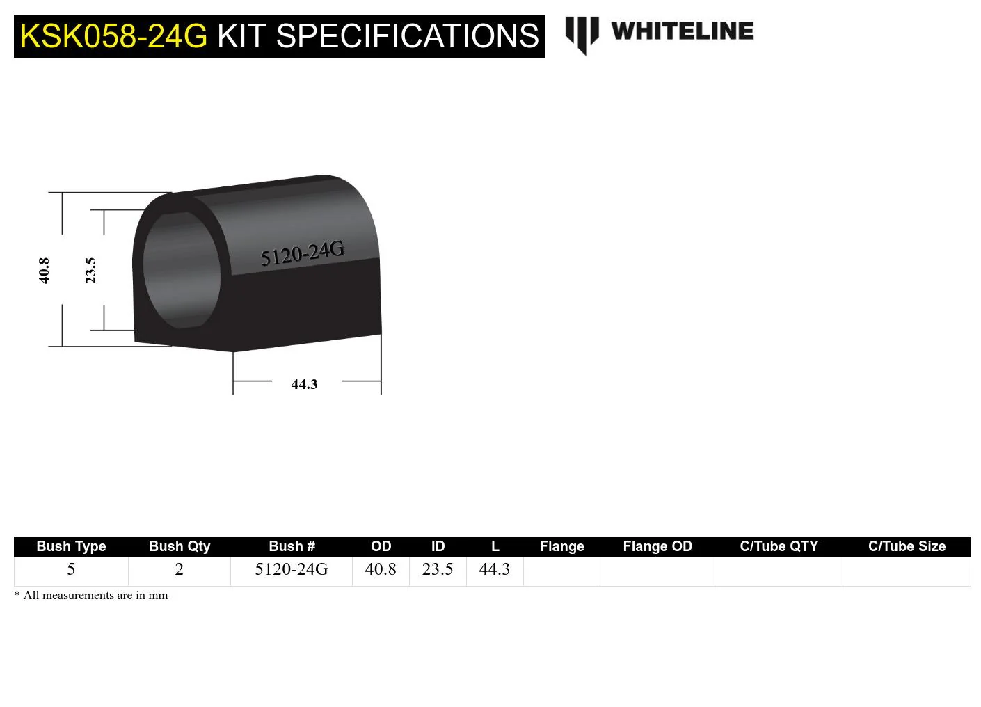 Whiteline Sway Bar Mount Bushing Kit Mazda 3 (2003-2014) [18mm] Front - KSK058-24 - Image 4