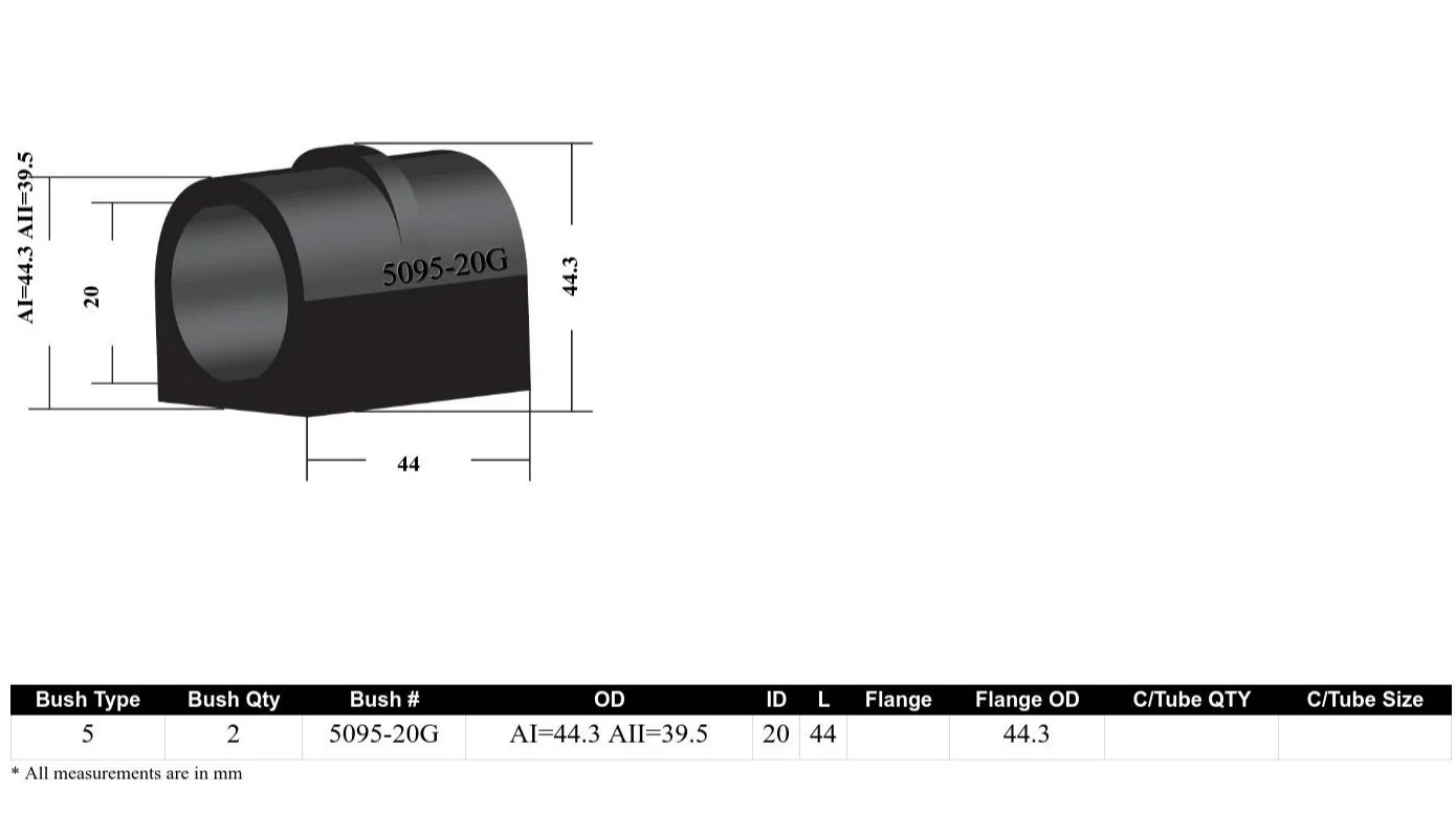 Whiteline Sway Bar Mount Bushing Kit Subaru Liberty (1994-2003) [20mm] Front - W0405-20G - Image 4