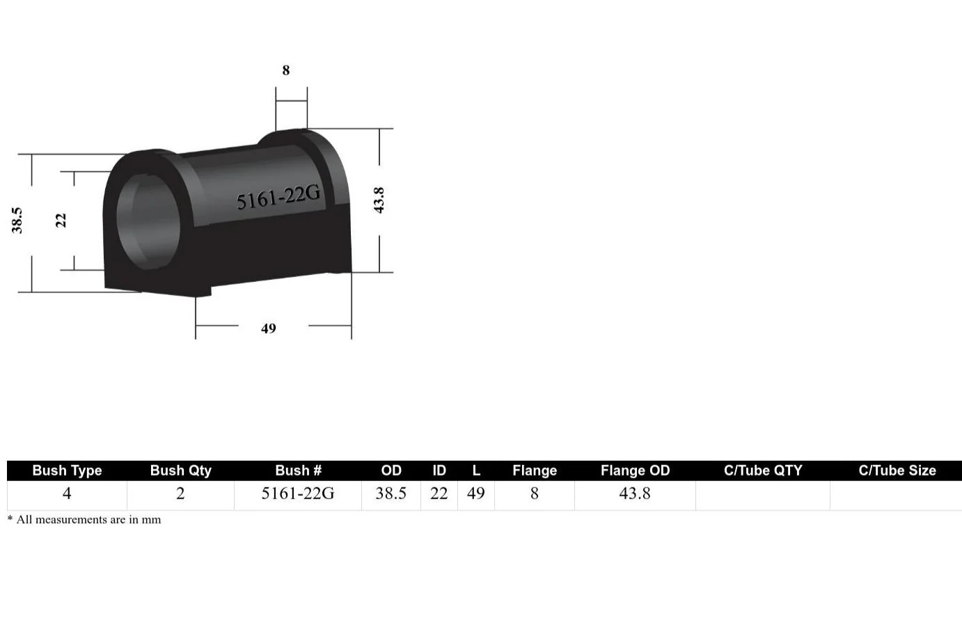 Whiteline Sway Bar Mount Bushing Kit Subaru Outback (2009-2020) [22mm] Rear - KSK001-22 - Image 4