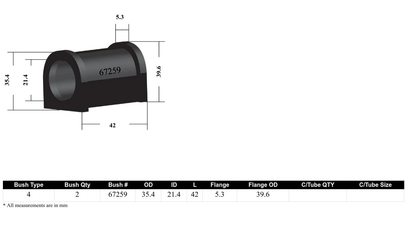 Whiteline Sway Bar Mount Bushing Kit Toyota Prius (2000-2009) [22mm] Front - W33240 - Image 4