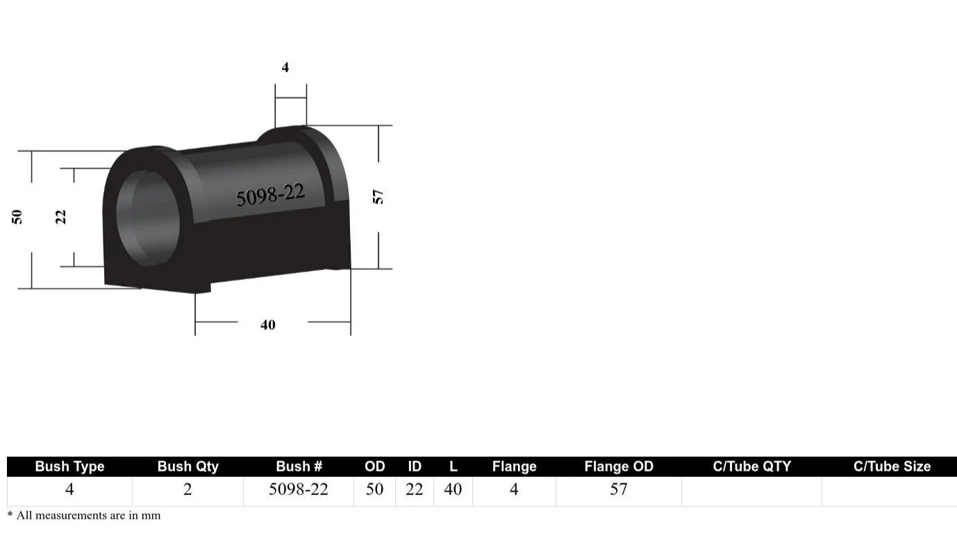 Whiteline Sway Bar Mount Bushing Kit Toyota Soarer Z30 (1990-2000) [22mm] Rear - KSK070-22 - Image 4