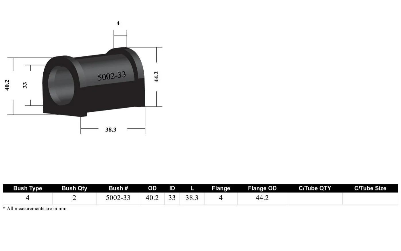 Whiteline Sway Bar Mount Bushing Kit (Universal Fit) [33mm] Front - W0410-33 - Image 4