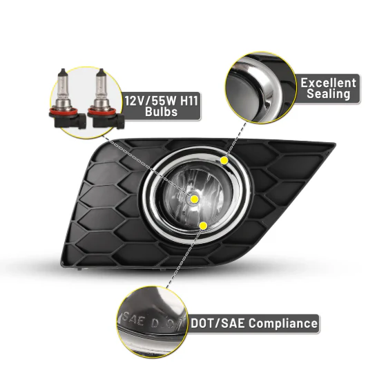 Winjet Fog Lights for Nissan Sentra (2016-2019) Clear Lens with Wiring Kit CFWJ-0543-C - Image 2