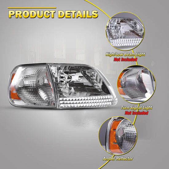Winjet Headlights for Ford F150 (97-04) F250 (97-99) Expedition (97-02) Black or Chrome CHWJ-0750 - Image 5