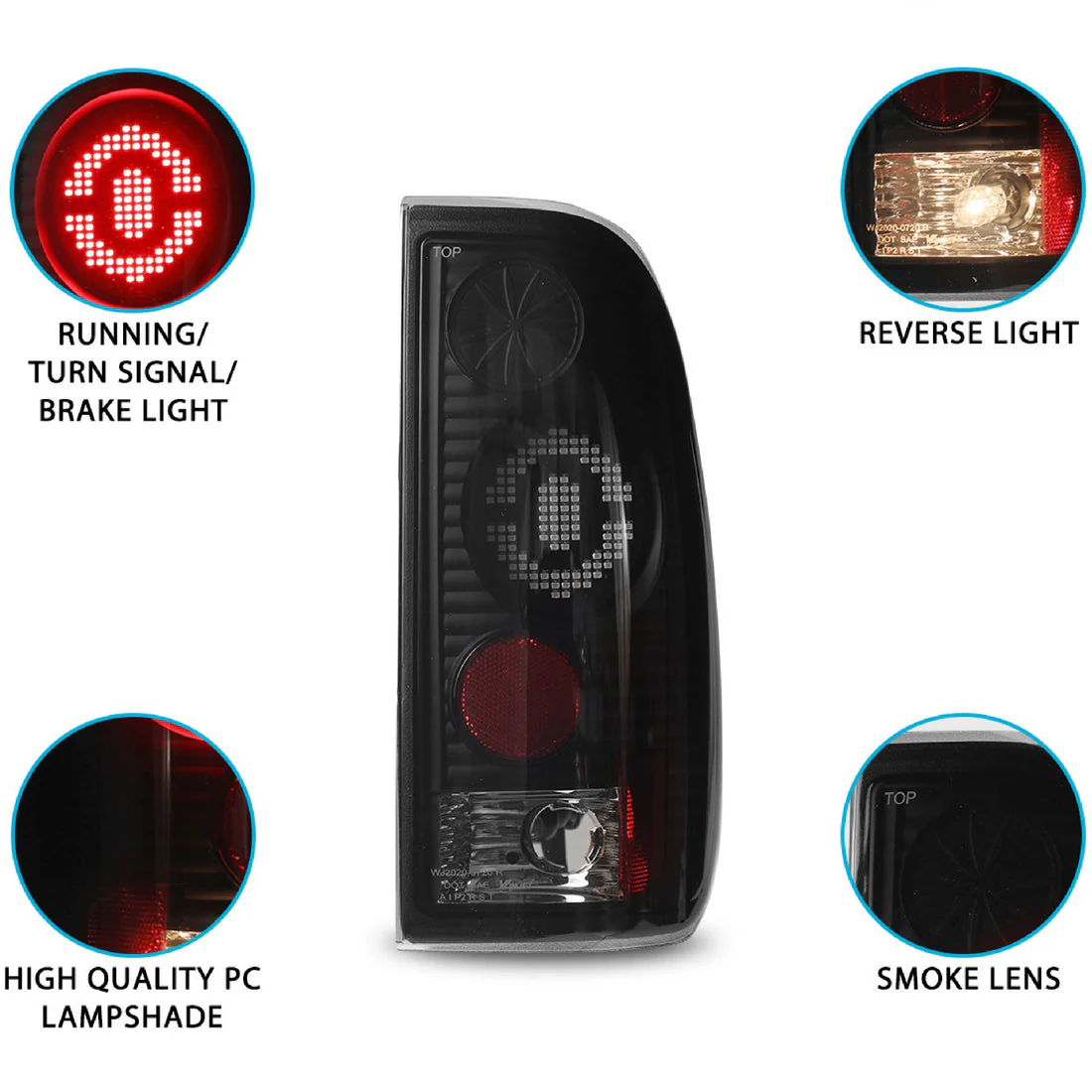 Winjet LED Tail Lights for Ford F150 (1997-2004) Gloss Black / Clear - CTWJ-0720-BS - Image 2