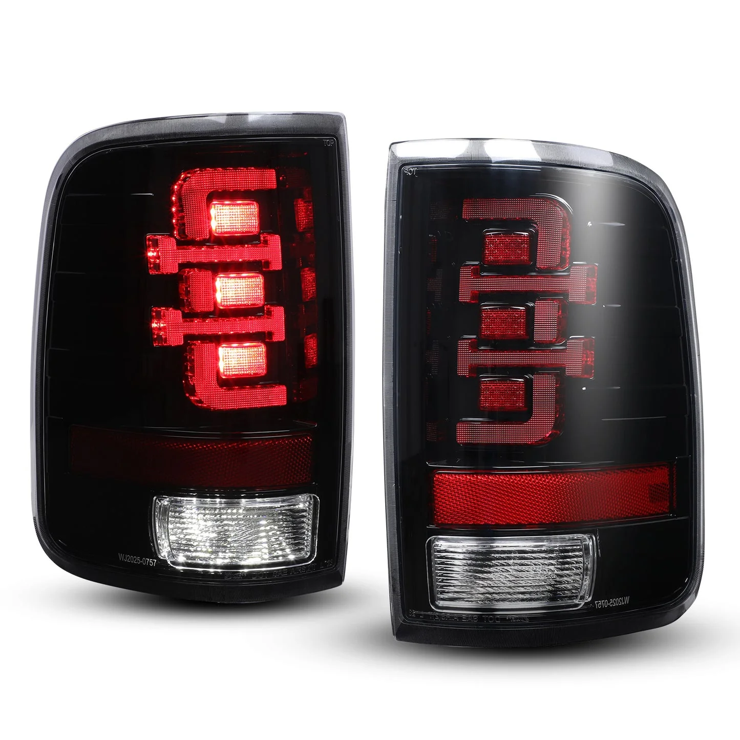 Winjet LED Tail Lights for Ford F150 (2004-2008) with or without Sequential Turn Signal Light - Matte Black / Chrome / Gloss Black - Image 10