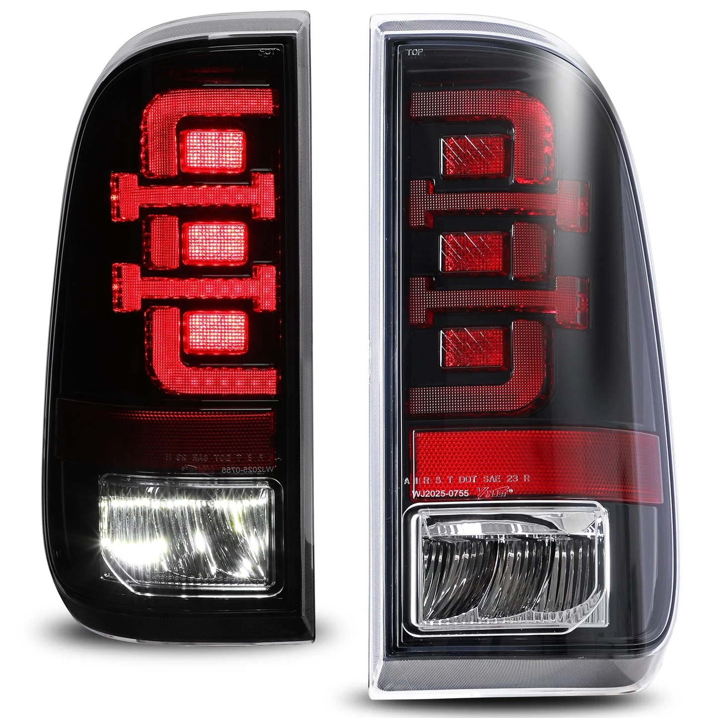 Winjet LED Tail Lights for Ford F250 / F350 / F450 Super Duty (2008-2016) with or without Sequential Turn Signal Light - Black or Gloss Black - Image 4