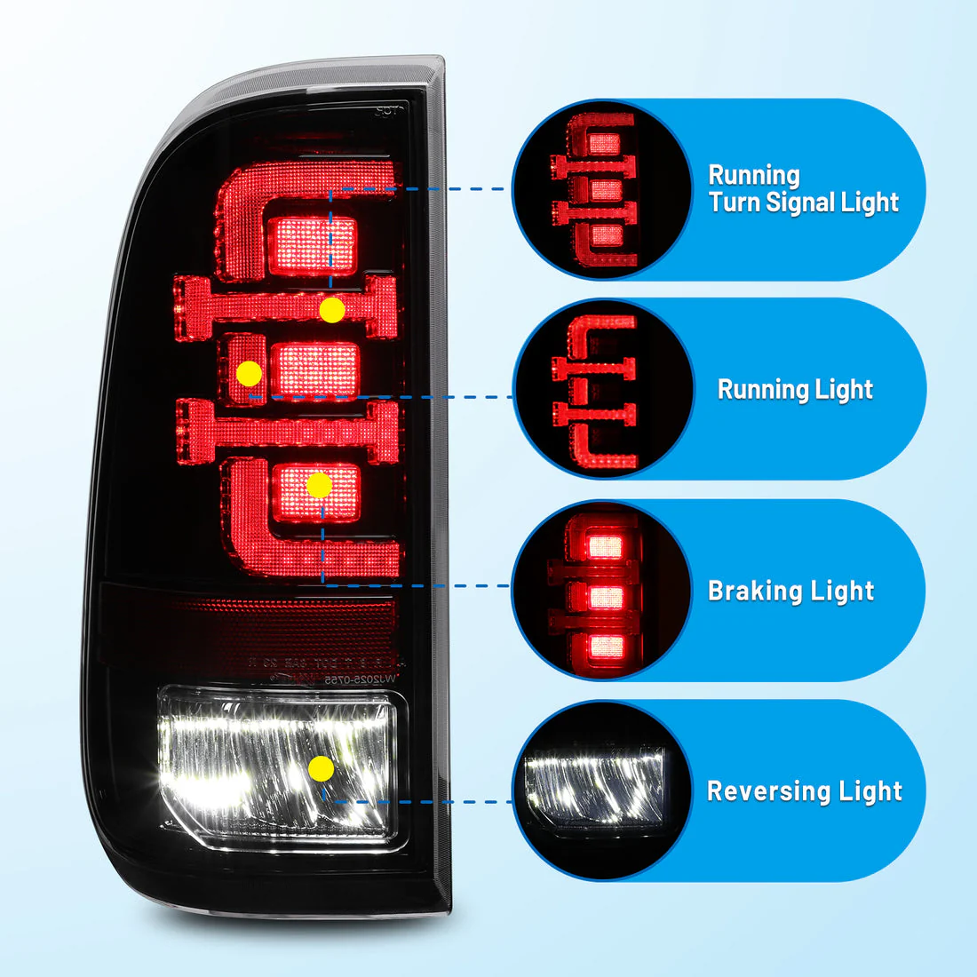 Winjet LED Tail Lights for Ford F250 / F350 / F450 Super Duty (2008-2016) with or without Sequential Turn Signal Light - Black or Gloss Black - Image 5