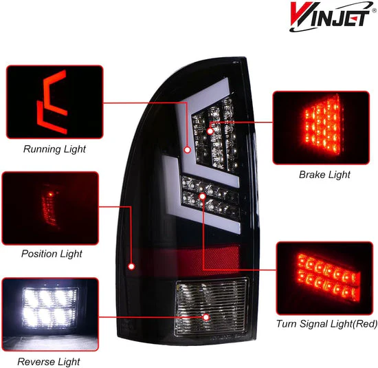 Winjet LED Tail Lights for Toyota Tacoma (2005-2015) Matte Black or Gloss Black - Image 5