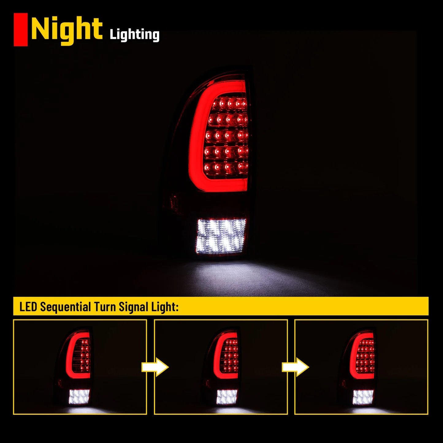 Winjet LED Tail Lights for Toyota Tacoma (2005–2015) Chrome / Red Lens with or without Sequential Turn Signal Light CTWJ-07 - Image 7