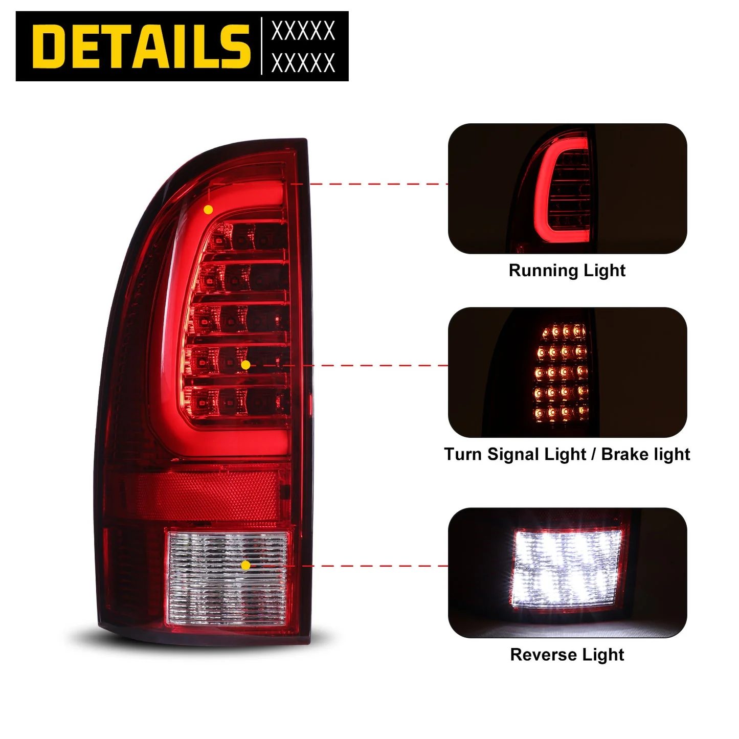 Winjet LED Tail Lights for Toyota Tacoma (2005–2015) Chrome / Red Lens with or without Sequential Turn Signal Light CTWJ-07 - Image 9