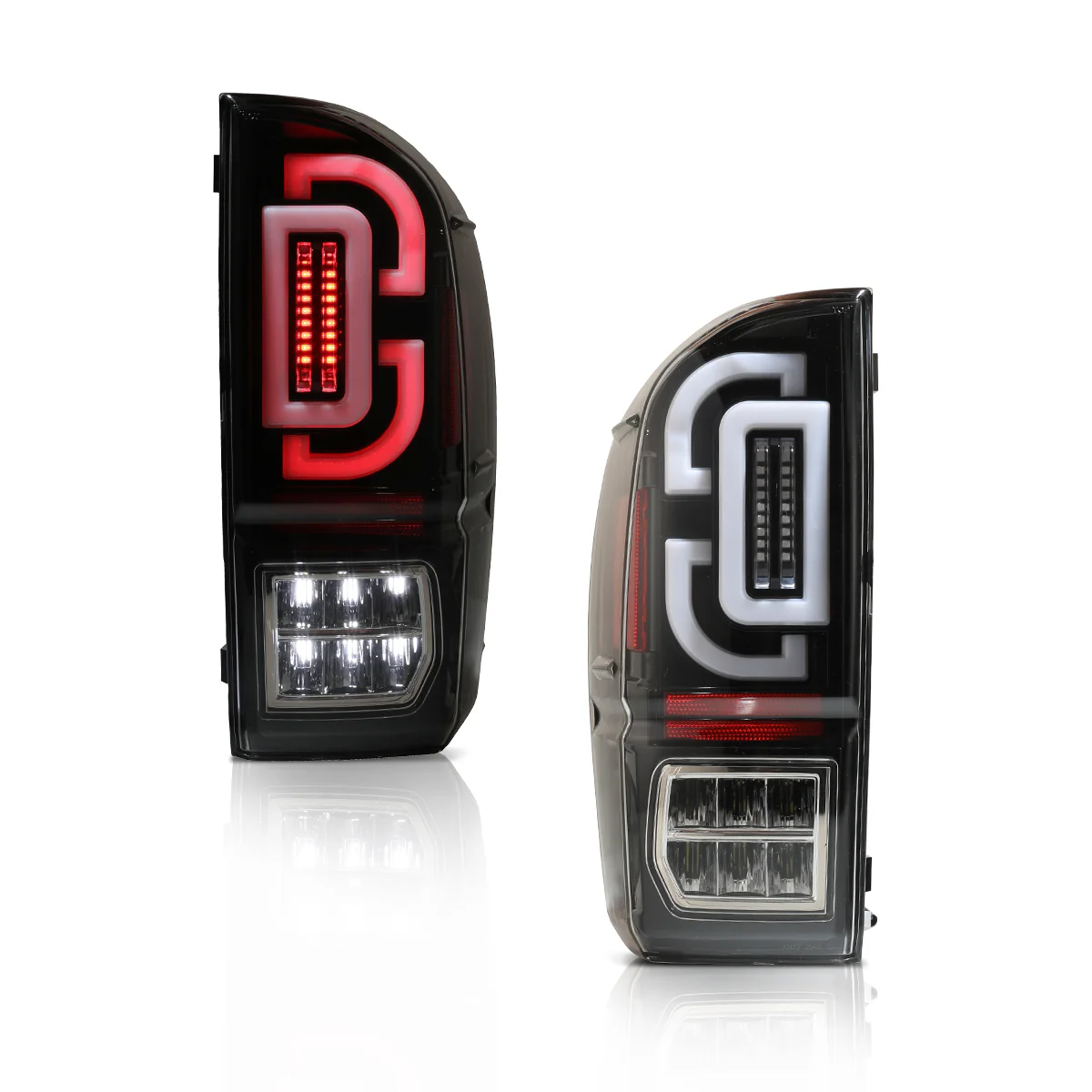Winjet Sequential LED Tail Lights Toyota Tacoma 3rd Gen (2016-2023) Black With Clear / Smoked / Red Lens - Image 5