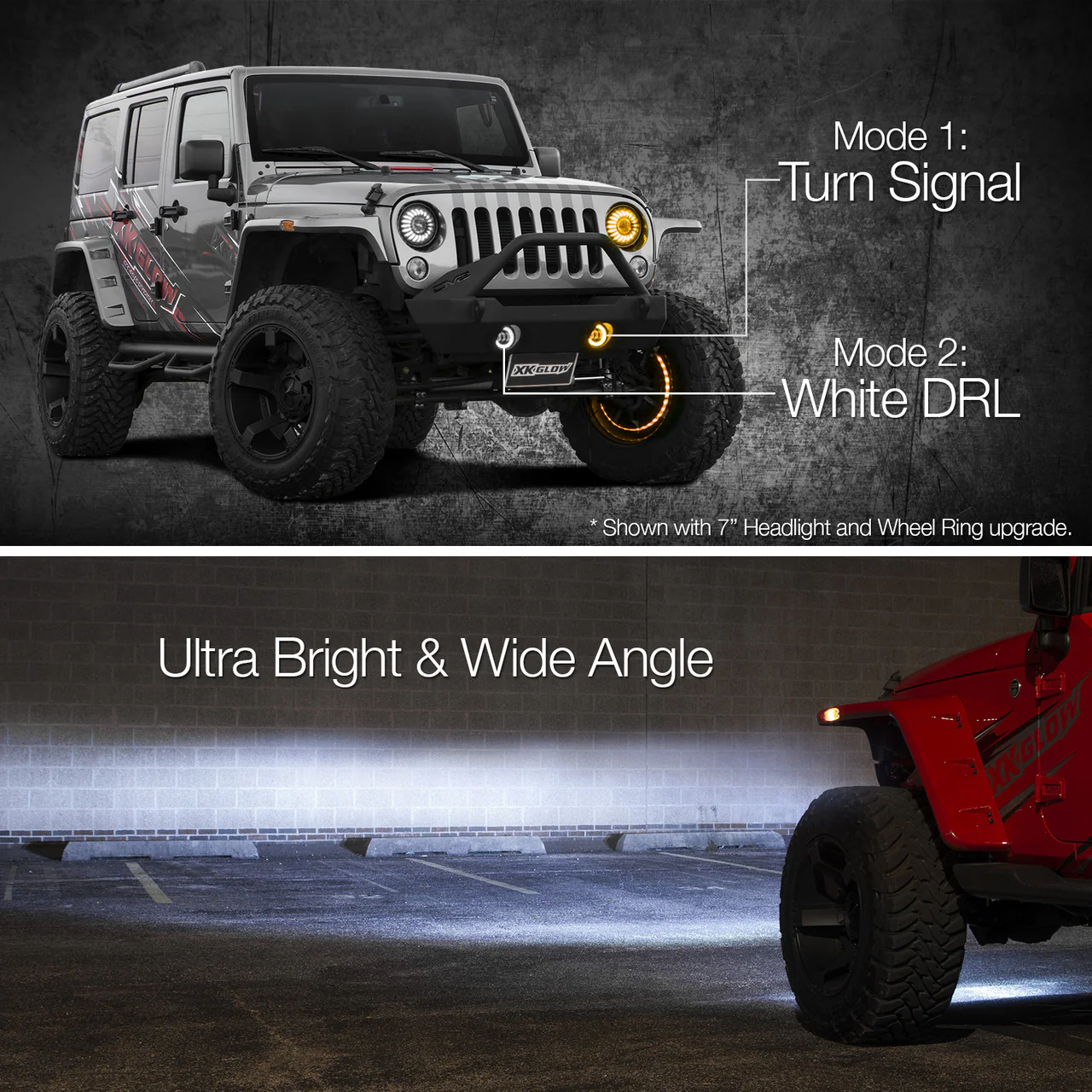 XKGlow 4" Black RGB LED Fog Light w/ XKchrome Bluetooth App Controlled Kit - Jeep Wrangler JK or JL - Image 7