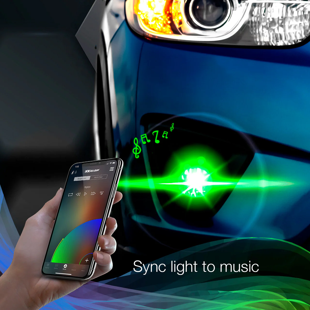 XKGlow 880 - RGB 2In1 LED Headlight Bulb Million Color (2pcs) w/ XKCHROME Smartphone App Controlled RGB/ LED Headlight Kit - H1/ H4/ H7/ H3/ H11/ H16/ HB3/ HB4/ 880/ H13/ 9004/ 9007 - Image 8