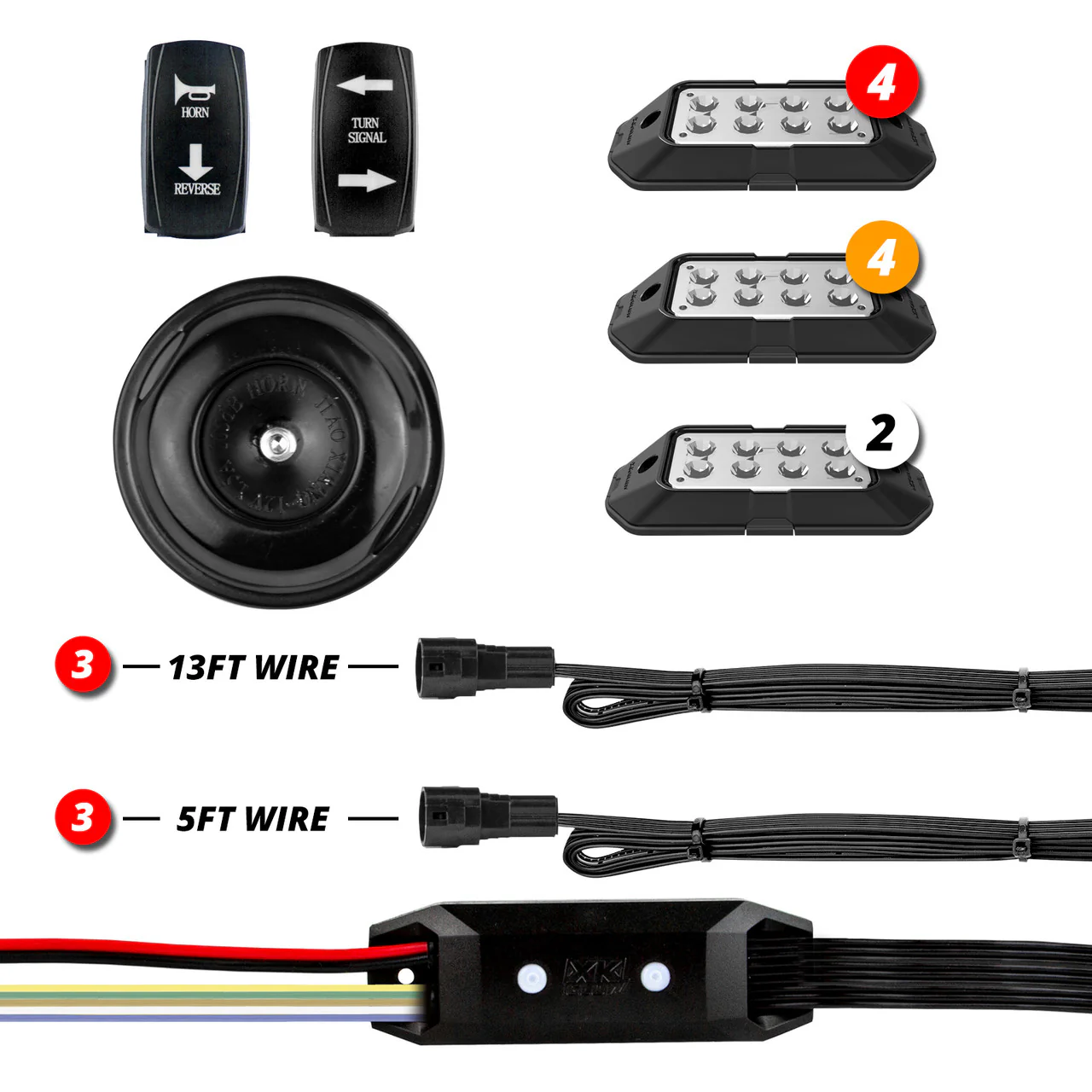 XKGlow Advanced DOT Street Legal Conversion Signal Light + Horn Kit for ATV UTV - Standard/ Advance/ Pro Kit - Image 2