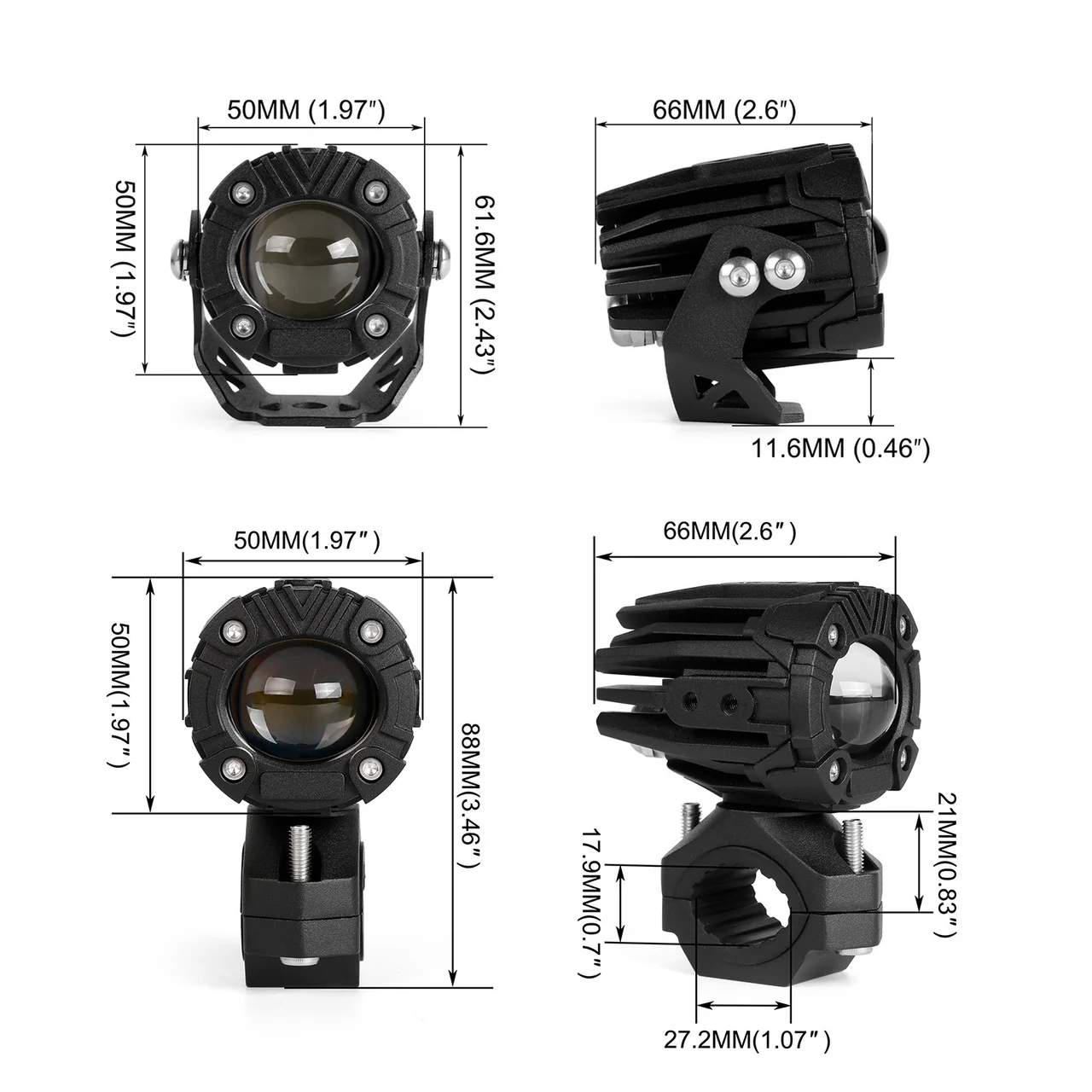 XKGlow Dual Mode LED Driving Light Kit for Motorcycles/ UTVs/ ATVs - 2inches - Image 2