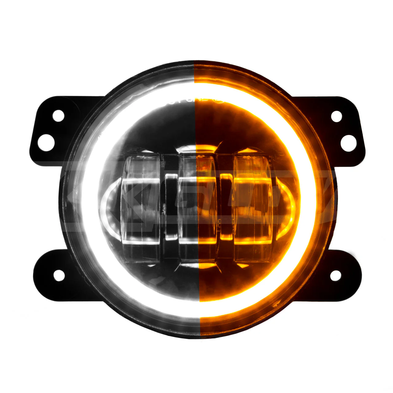 XKGlow Fog Light Kit Jeep Wrangler JK 2pc (4inches) w/ Switchback Halo White DRL + Amber Turn Signal