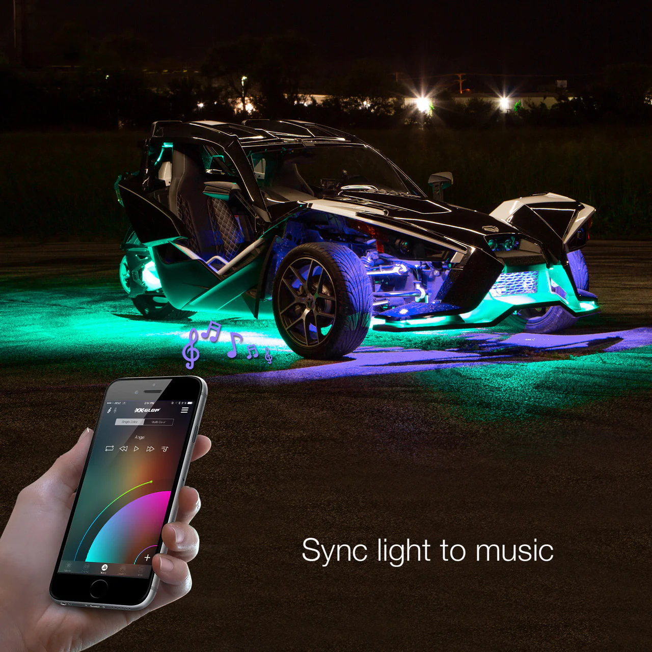 XKGlow LED Underglow Light Kit (Polaris Slingshot) w/ XKCHROME Smartphone App Controller - Standard or Advance - Image 4