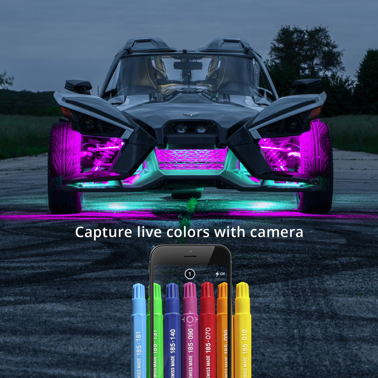 XKGlow LED Underglow Light Kit (Polaris Slingshot) w/ XKCHROME Smartphone App Controller - Standard or Advance - Image 5