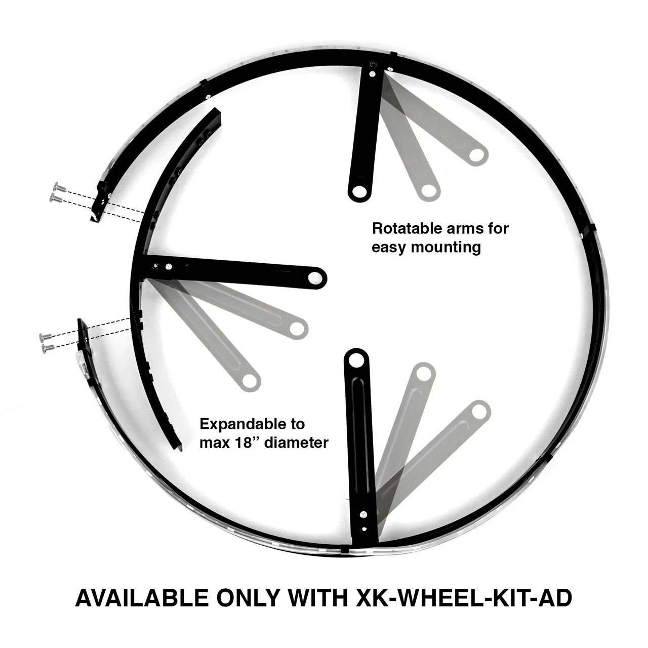 XKGlow Led Wheel Ring Lights w/ Turn Signal Function/ XKChrome Smartphone App Controlled - 15" or 15-18" Adjustable Ring - Image 7