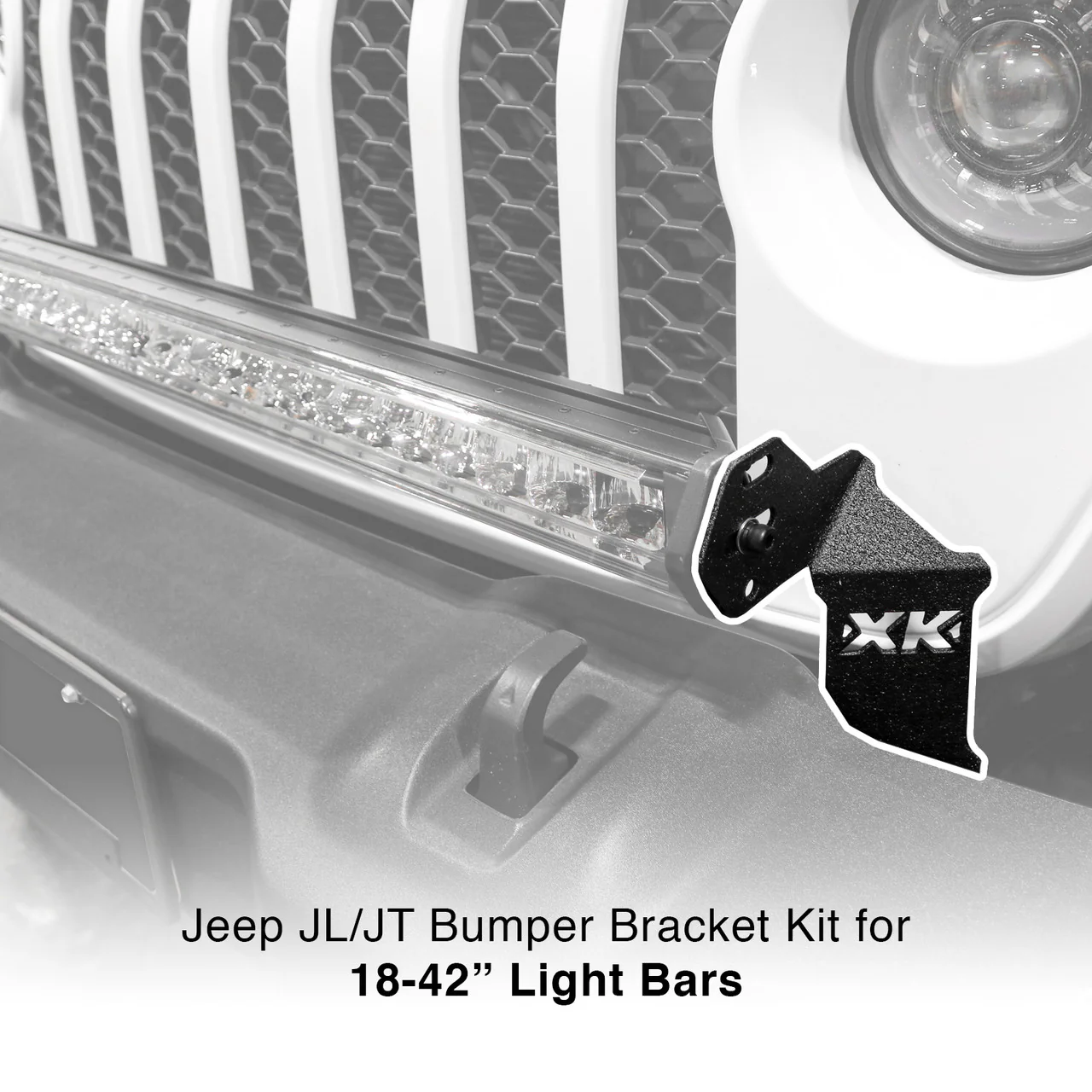 XKGlow Light Bar Bracket Kit Front Bumper Jeep Wrangler JL/ JT - 18-42" - Image 2
