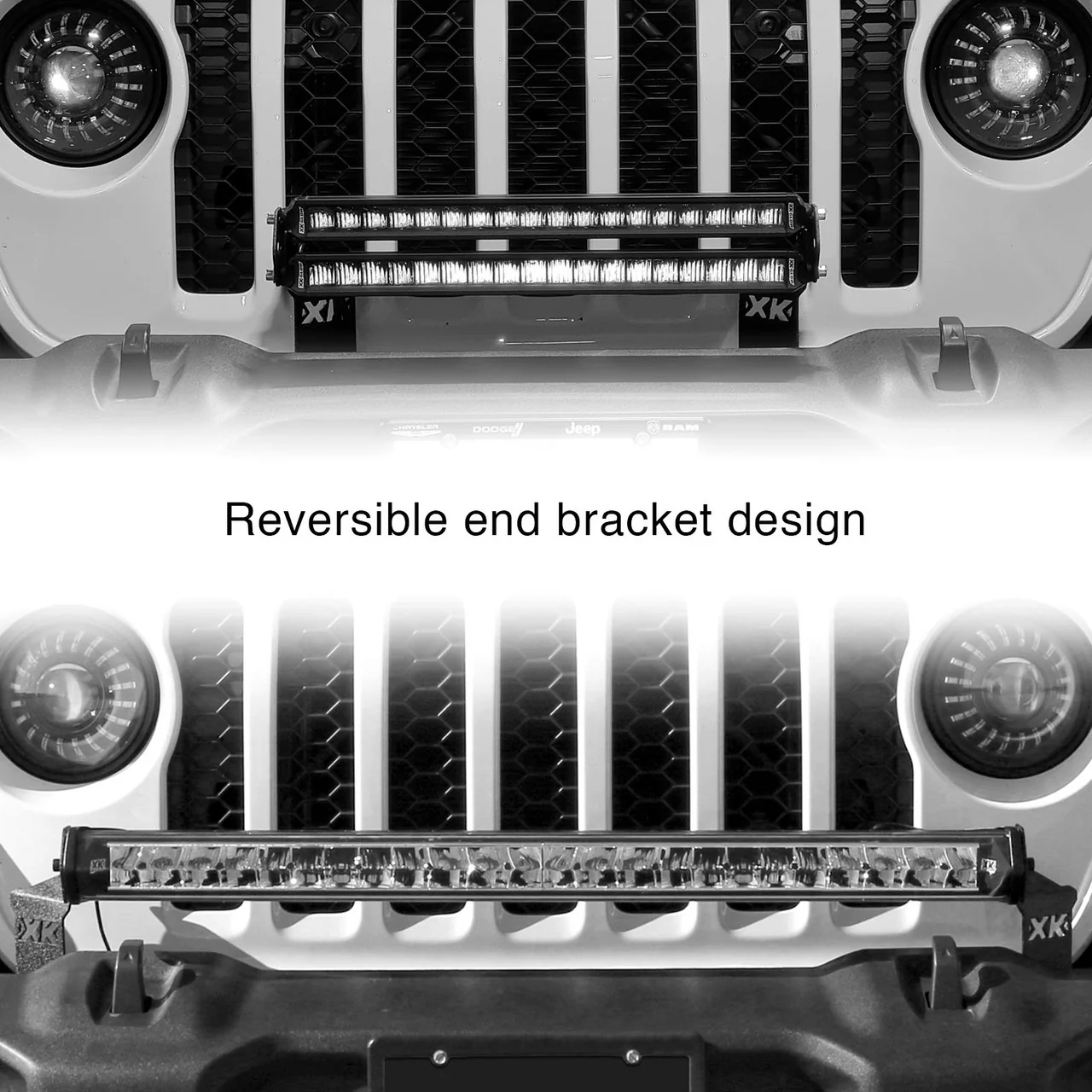XKGlow Light Bar Bracket Kit Front Bumper Jeep Wrangler JL/ JT - 18-42" - Image 3