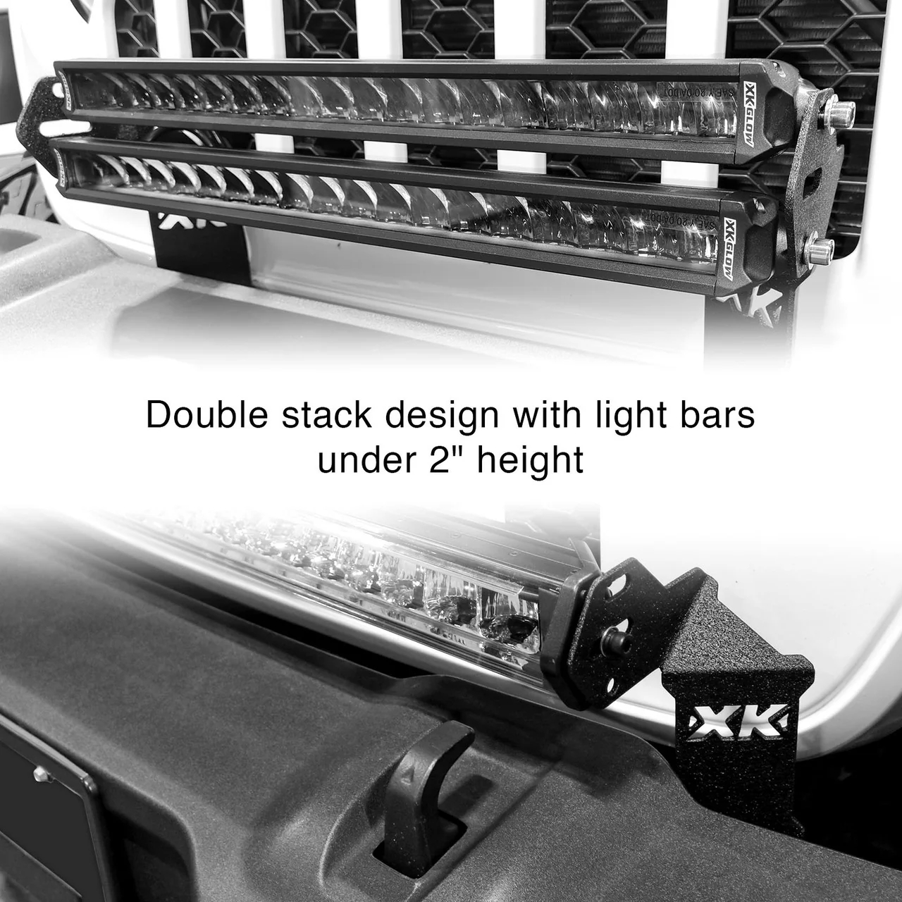 XKGlow Light Bar Bracket Kit Front Bumper Jeep Wrangler JL/ JT - 18-42" - Image 4