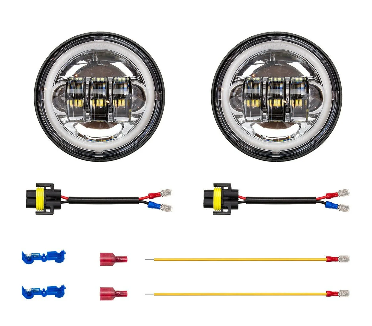 XKGlow Motorcycle Driving Lights 4.5" w/ Amber Halo (2pc) Black or Chrome - Image 2