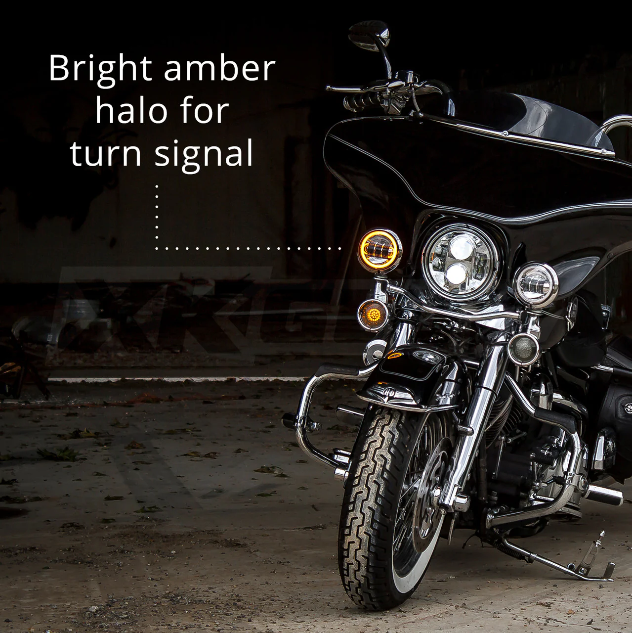 XKGlow Motorcycle Driving Lights 4.5" w/ Amber Halo (2pc) Black or Chrome - Image 4
