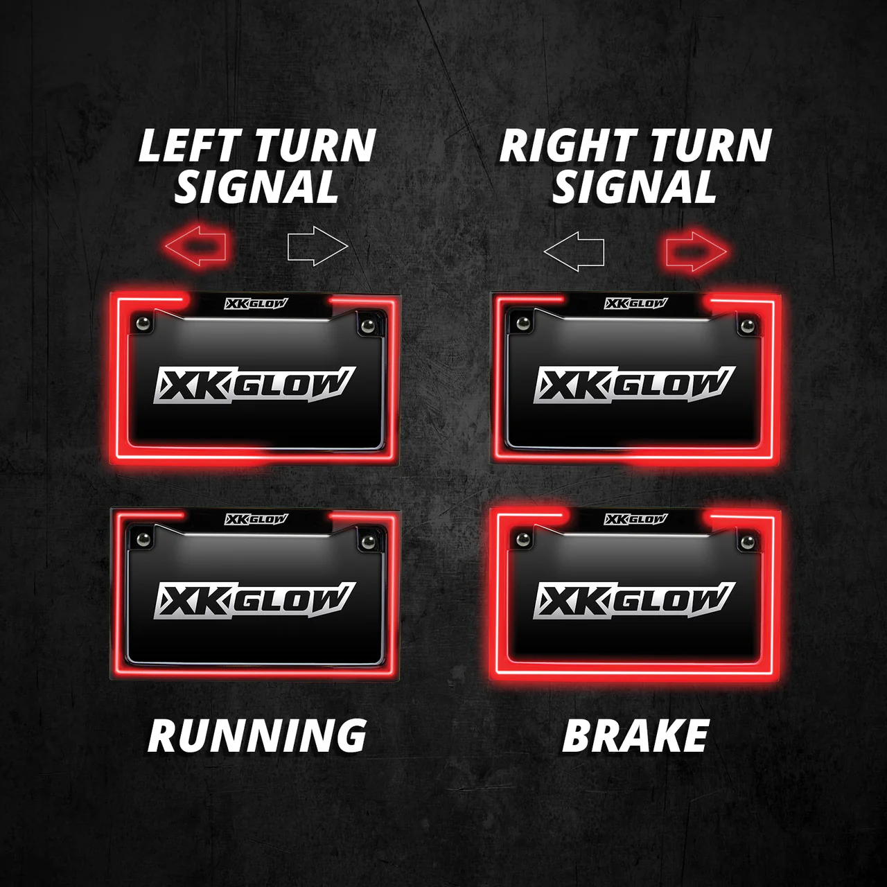 XKGlow Motorcycle License Plate Frame Light w/ Turn Signal - Black or Chrome - Image 3