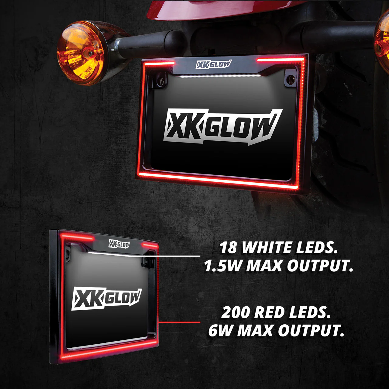 XKGlow Motorcycle License Plate Frame Light w/ Turn Signal - Black or Chrome - Image 4