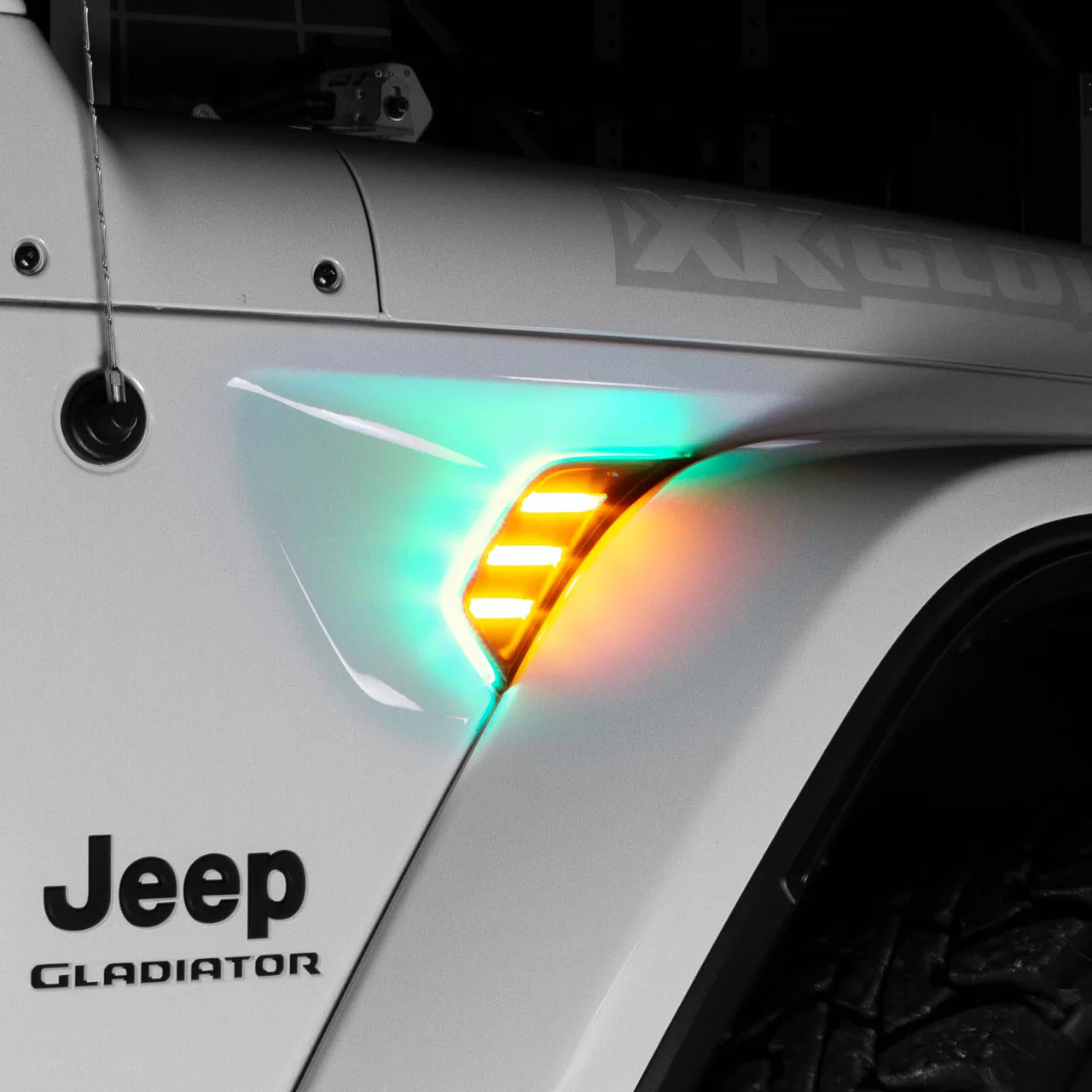 XKGlow RGB + Amber Fender Vent Jeep Wrangler JL/ Gladiator JT w/ Turn Signal Running Light / XKChrome Smartphone App - Image 2