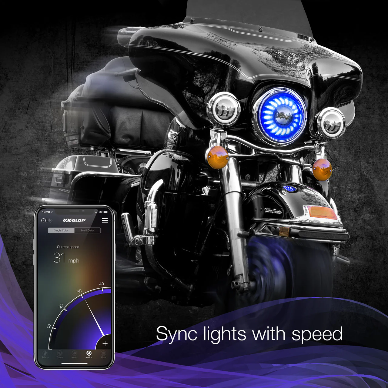 XKGlow RGB LED Headlight XKchrome Bluetooth App Controlled Kit (Harley) - 7 inches - Image 10